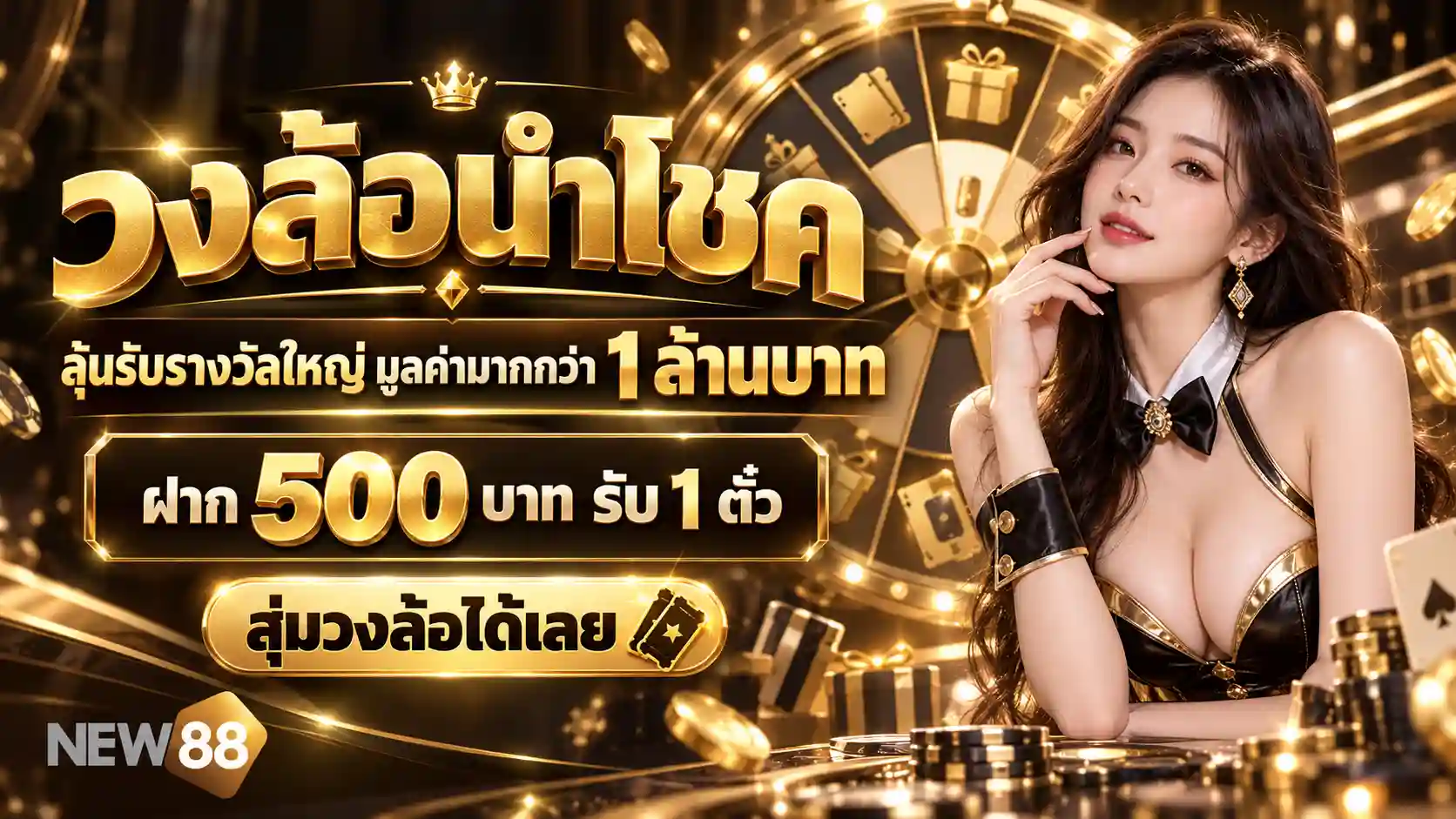 NEW88 วงล้อนำโชค รางวัลใหญ่ 1 ล้านบาท